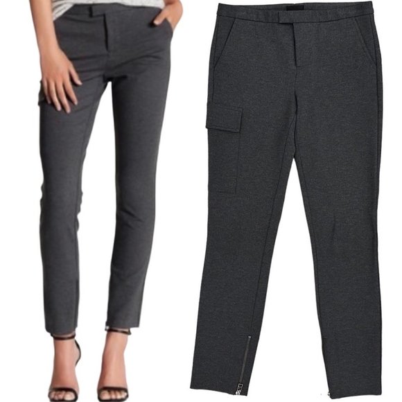 ATM Anthony Thomas Melillo Slim Stretch Cargo Ponte Pants in Gray Womens Size 2 - Picture 1 of 16